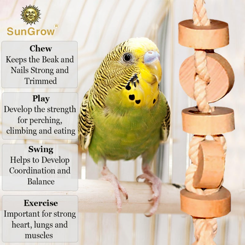 SunGrow Parakeet Wooden Chew Toy, Hanging Wood Cookies for Pecking and Chewing, Great for Parrots, Macaws, African Grays & Conures, 1 Pack - Image 5